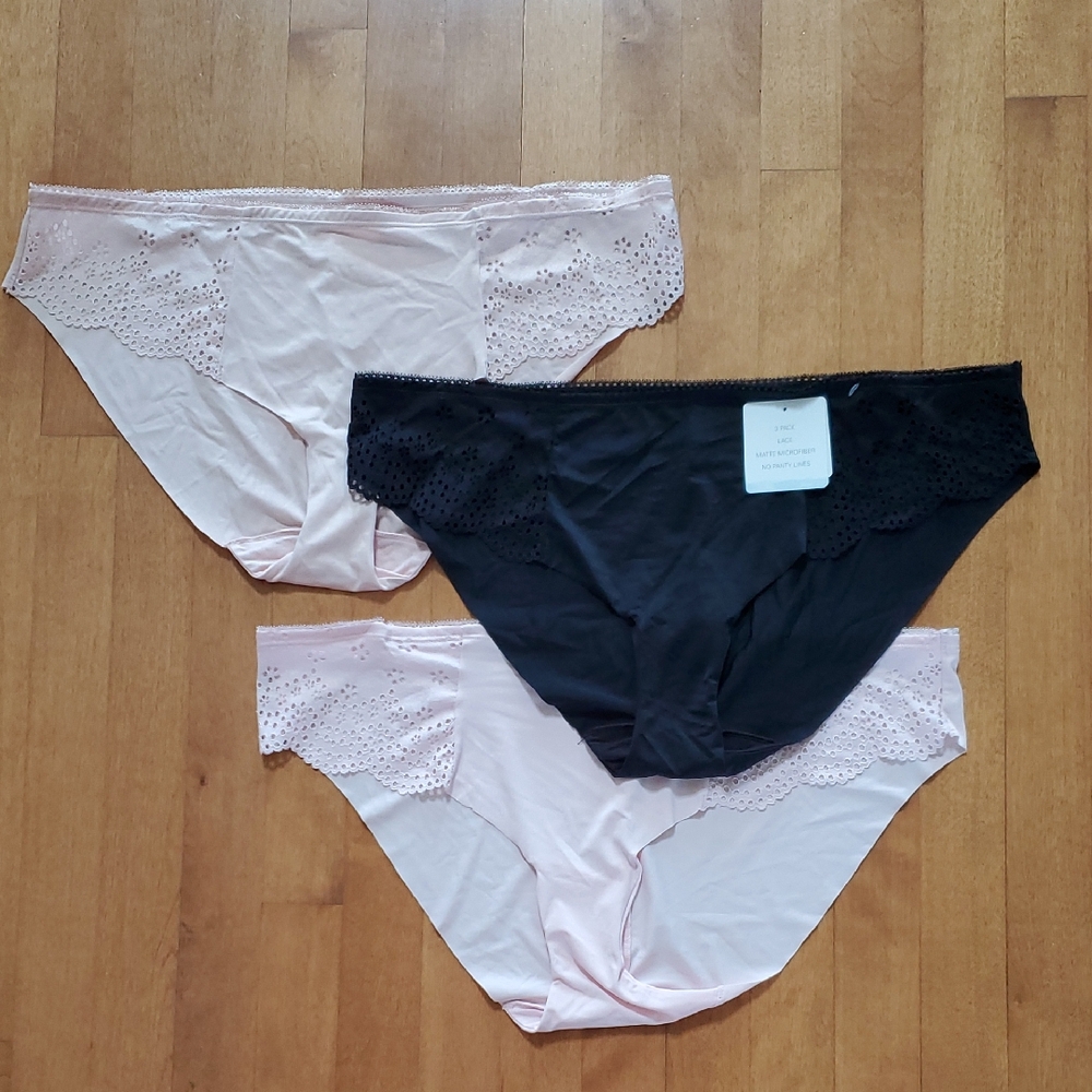Women Tranquil & True Elegant Microfiber Lace Trim Bikini Panties Size 1X 3X NWT